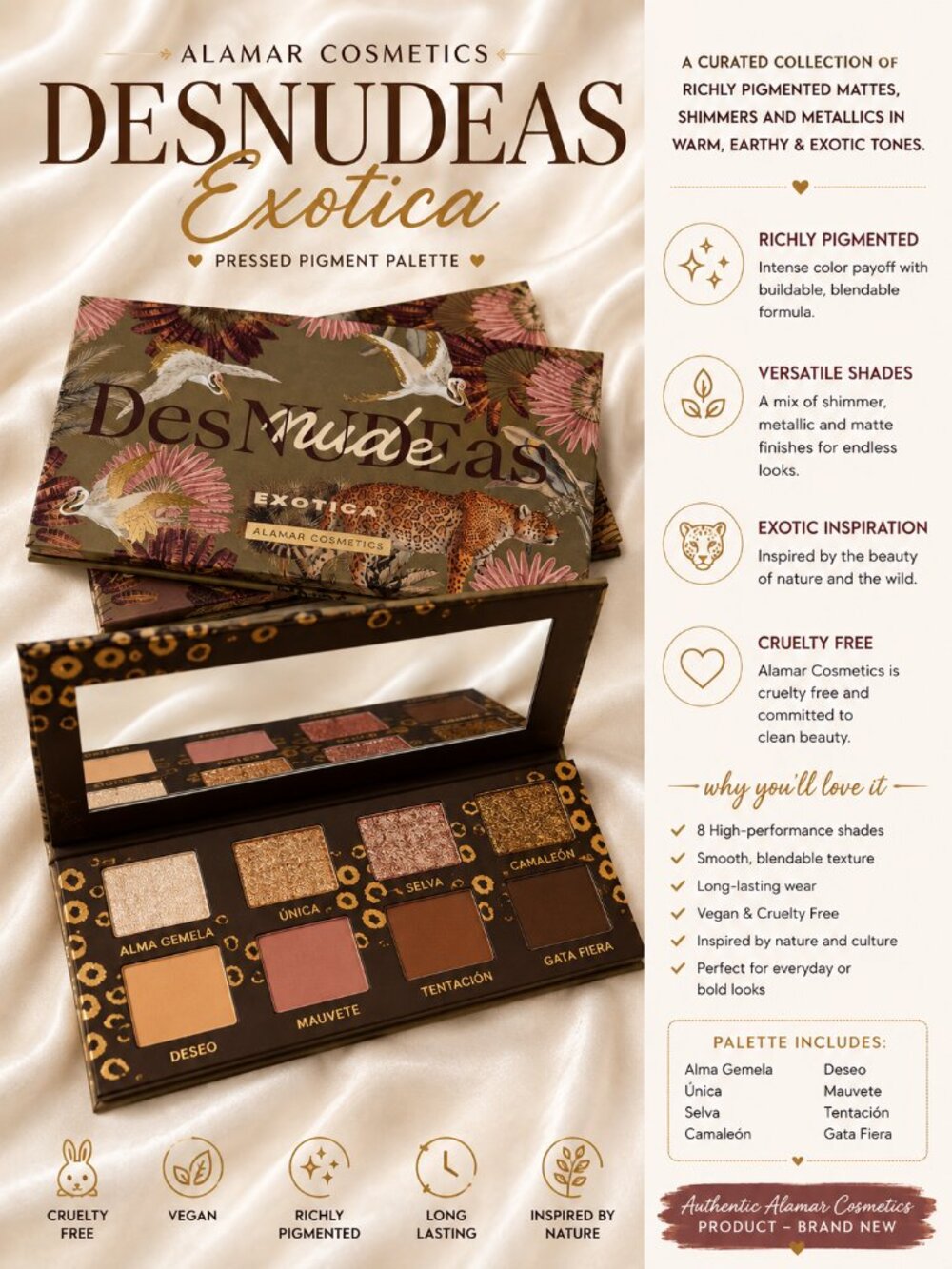 ALAMAR COSMETICS – DesNUDEas EXÓTICA PRESSED PIGMENT PALETTE